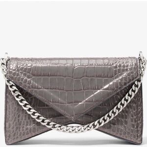 Michael Kors Collection Manhatta Medium Crocodile Embossed Patent Leather Bag